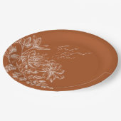 彼女はYesテラコッタモノグラムフローラ ペーパープレート (アングル)