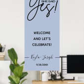 彼女はYesバナーほこりっぽいブルー婚約歓迎を述べた ポスター (ホームオフィス)