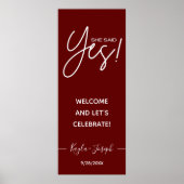 彼女はYesバナー婚約歓迎ポスターを述べた ポスター (正面)