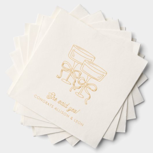 彼女はYesパーソナライズされたの弓カクテルナプキンスと言った 箔ナプキン (インサイチュ (積み重ね))