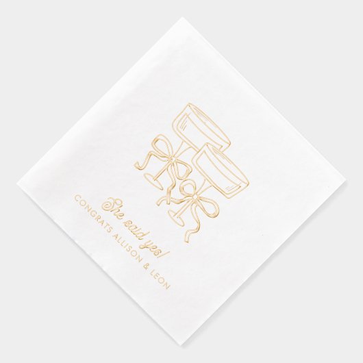 彼女はYesパーソナライズされたの弓カクテルナプキンスと言った 箔ナプキン (右)