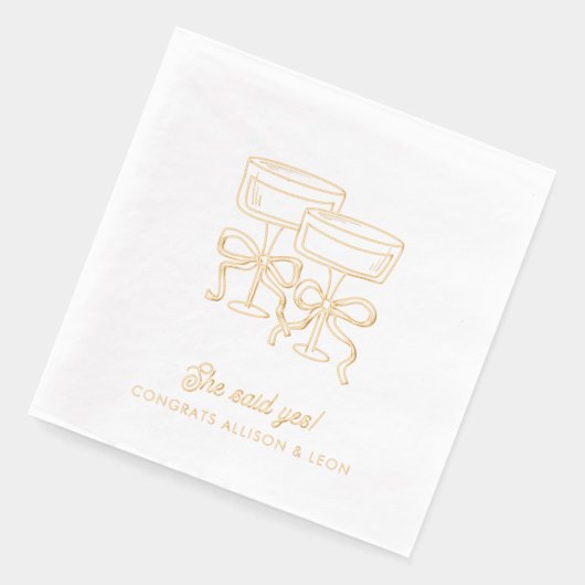 彼女はYesパーソナライズされたの弓カクテルナプキンスと言った 箔ナプキン (左)