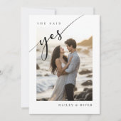 彼女はYesビーチをテーマにした写真婚約パーティ 招待状 (正面)