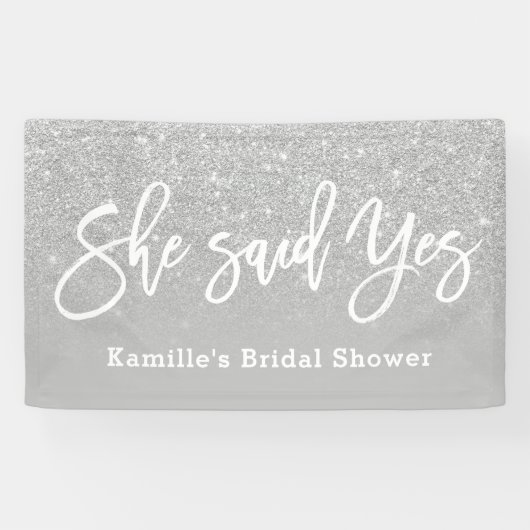 彼女はyesブライダルシャワーグレーシルバーグリッターと言った 横断幕 (横)