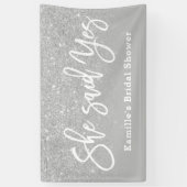 彼女はyesブライダルシャワーグレーシルバーグリッターと言った 横断幕 (縦)
