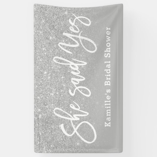 彼女はyesブライダルシャワーグレーシルバーグリッターと言った 横断幕 (縦)
