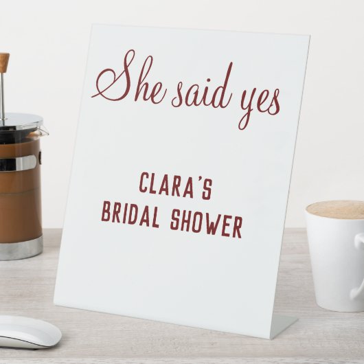彼女はyesブライダルシャワーパーティー追加の名前文字 台座サイン (インサイチュ)