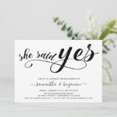 彼女はYesブラック&ホワイト写真婚約パーティと言った 招待状 (スタンド正面)