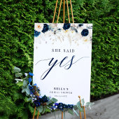 彼女はYesブルーフローラブライダルシャワー ポスター