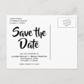 彼女はYesホワイトタイポグラフィ写真Save the Dateと述べた 案内ポストカード (裏面)