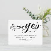 彼女はYesミニマルシンプル主義ブラックスクリプトを言った セーブザデート (スタンド正面)