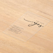 彼女はYesミニマル婚約パーティと言った澄ん アクリル招待状 (レイダウン)