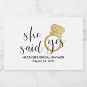 彼女はYesミニワインきらめくボトルラベルを言った スパークリングワインラベル (シングルラベル)