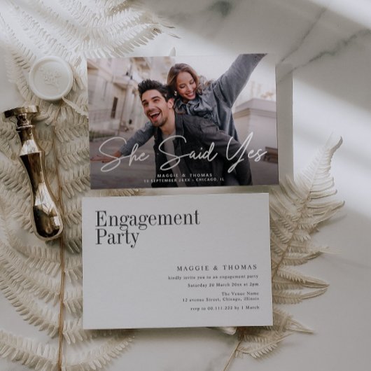 彼女はyesモダンの写真婚約 招待状