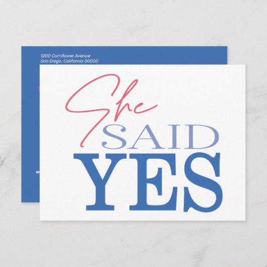 彼女はYesモダンの婚約した結婚式は日付を保存して言った ポストカード (正面/裏面)