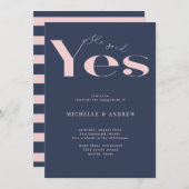 彼女はyesモダンタイポグラフィ婚約 招待状 (正面/裏面)