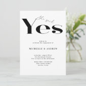 彼女はyesモダンタイポグラフィ婚約 招待状 (スタンド正面)