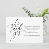 彼女はYesモダンブラックスクリプト婚約パーティ 招待状 (スタンド正面)