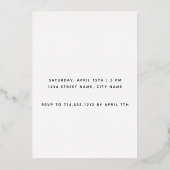 彼女はYesモダン写真婚約パーティ 箔招待状 (裏面)