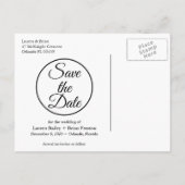 彼女はYesモダン写真Save the Date – 黒 案内ポストカード (裏面)