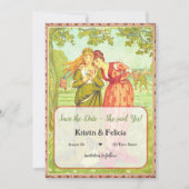 彼女はyesヴィンテージLGBTQ日付カードを保存する 招待状 (正面)