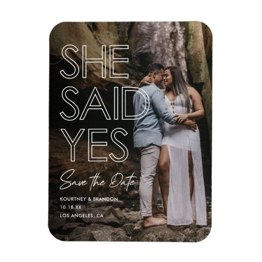 彼女はYes写真の日付を保存 マグネット (縦)