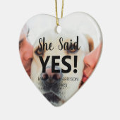 彼女はYes写真カスタム婚約クリスマスと言った セラミックオーナメント (左)