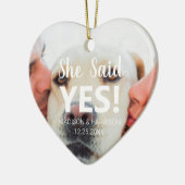 彼女はYes写真カスタム婚約クリスマスと言った セラミックオーナメント (左)