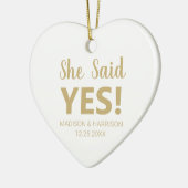 彼女はYes写真カスタム婚約クリスマスと言った セラミックオーナメント (左)