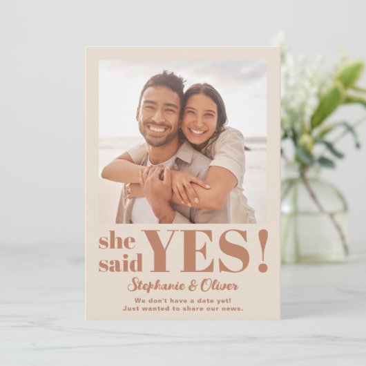 彼女はYes写真モダン婚約発表を述べた 案内状 (スタンド正面)