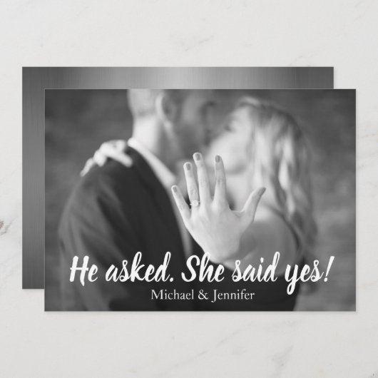 彼女はYes写真婚約発表を述べた 案内状 (正面/裏面)