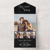 彼女はYes婚約の発表は日付を保存する オールインワン招待状 (内側)