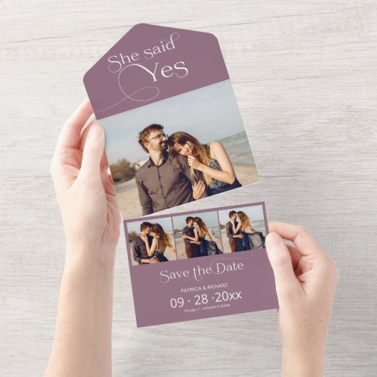 彼女はYes婚約の発表は日付を保存する オールインワン招待状 (貼ってはがせる)