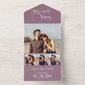 彼女はYes婚約の発表は日付を保存する オールインワン招待状 (内側)