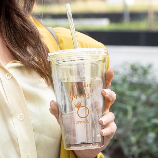彼女はYes婚約パーティかわいい アクリルタンブラー
