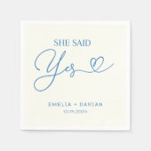 彼女はYes婚約パーティダスティブルーと言った スタンダードカクテルナプキン (正面)