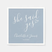彼女はYes婚約パーティダスティブルーと言った スタンダードカクテルナプキン (正面)
