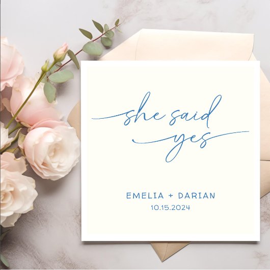 彼女はYes婚約パーティダスティブルーと言った スタンダードカクテルナプキン