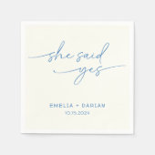 彼女はYes婚約パーティダスティブルーと言った スタンダードカクテルナプキン (正面)