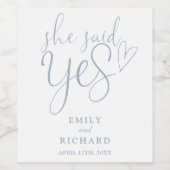 彼女はYes婚約パーティダスティブルーと言った ワインラベル (シングルラベル)