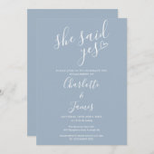 彼女はYes婚約パーティダスティブルーと言った 招待状 (正面/裏面)