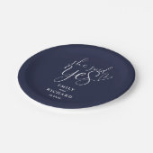 彼女はYes婚約パーティネイビーブルーと言った ペーパープレート (アングル)