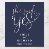 彼女はYes婚約パーティネイビーブルーと言った ワインラベル (シングルラベル)