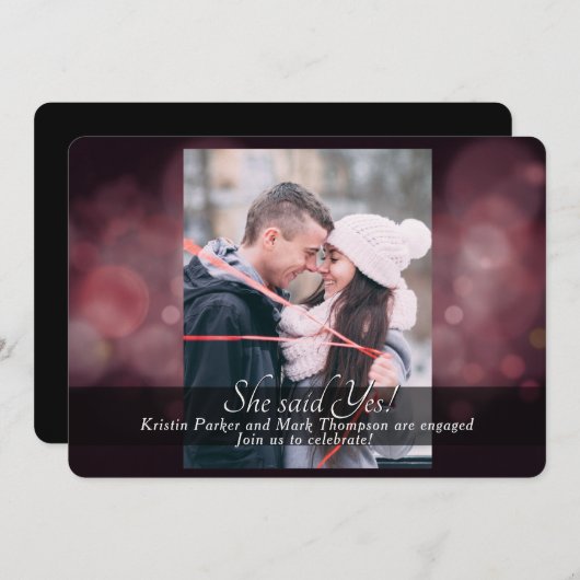 彼女はYes婚約パーティブルゴーニュと言った 招待状 (正面/裏面)