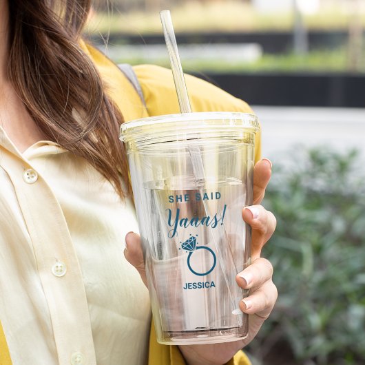 彼女はYes婚約パーティブルーカラーと言った アクリルタンブラー