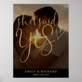 彼女はYes婚約パーティ写真ウェルカムサインを言った ポスター