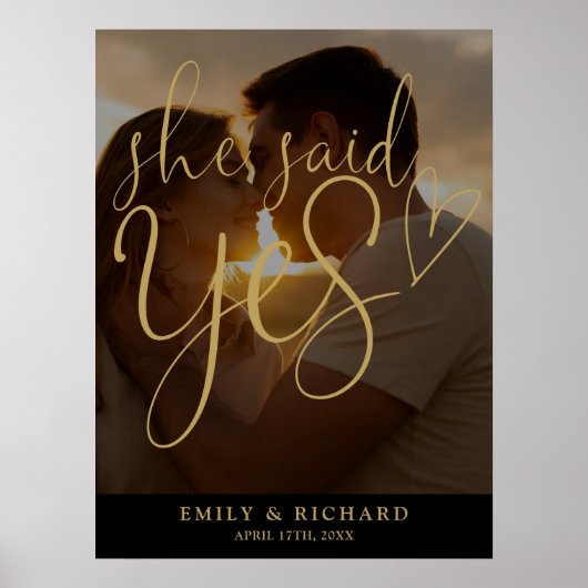 彼女はYes婚約パーティ写真ウェルカムサインを言った ポスター (正面)