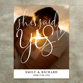 彼女はYes婚約パーティ写真ウェルカムサインを言った ポスター