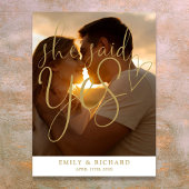 彼女はYes婚約パーティ写真ウェルカムサインを言った ポスター