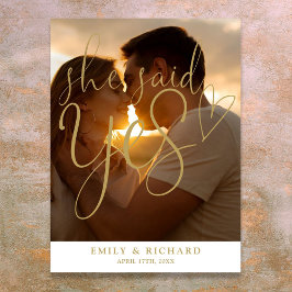 彼女はYes婚約パーティ写真ウェルカムサインを言った ポスター